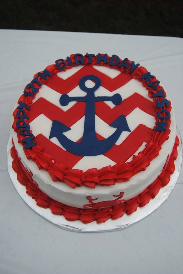 Anchor with Chevron Themed Birthday Cakes