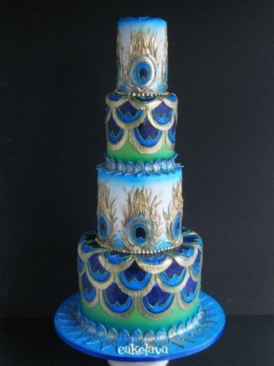 Art Deco Peacock Wedding Cake