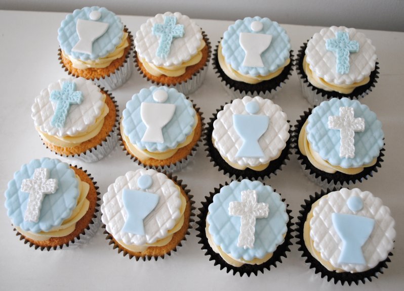 Baby Boy Baptism Cupcakes