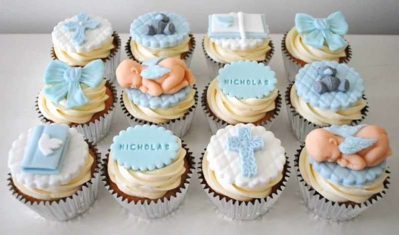 Baby Boy Christening Cupcakes