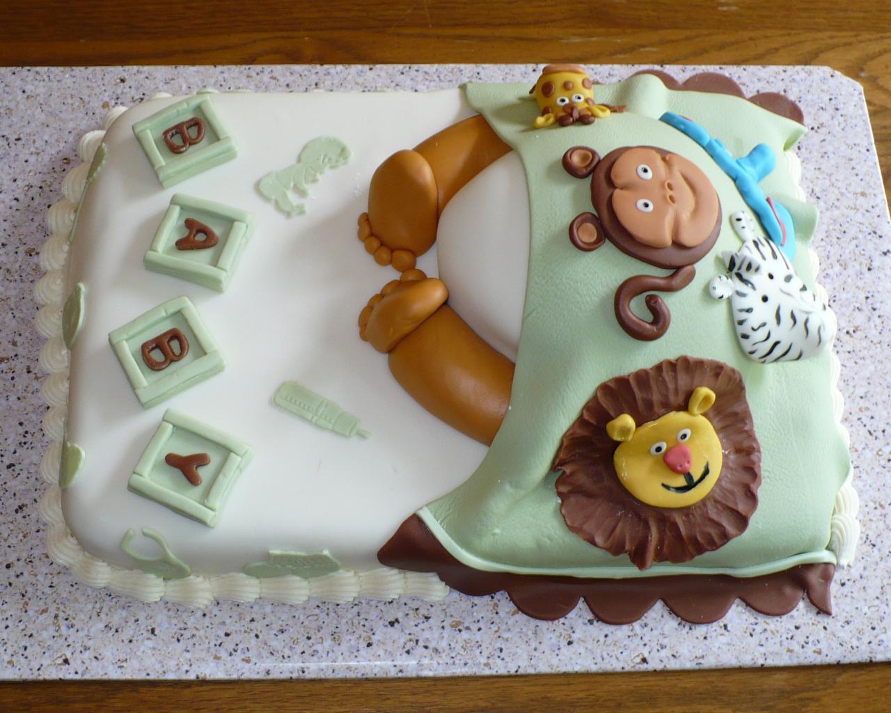 Baby Shower Cake with Zoo Animals