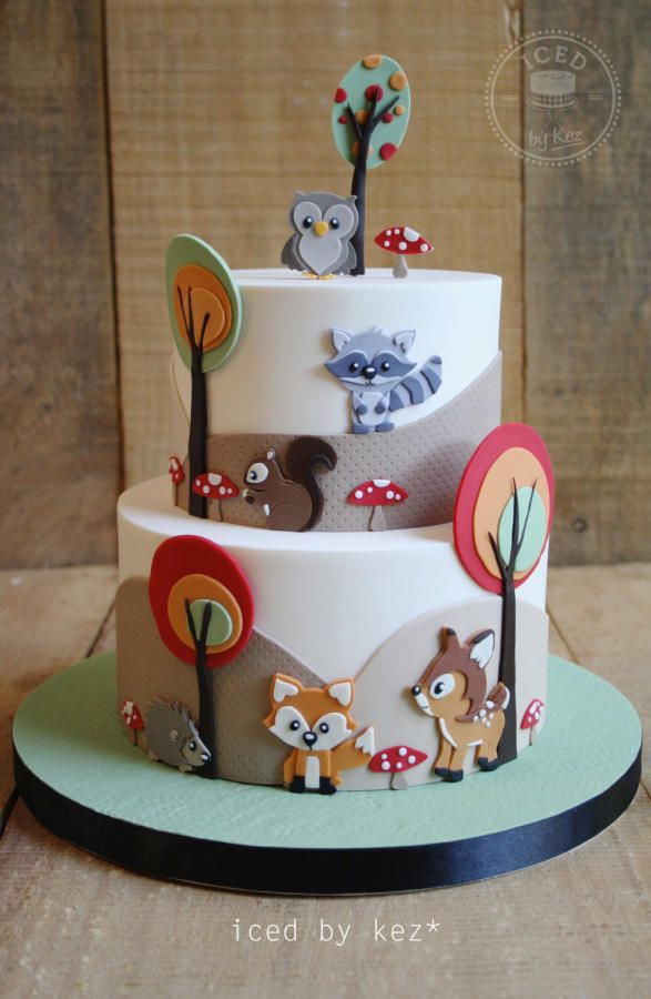 Baby Woodland Animals Cake