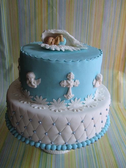 Baptism Cake with Angel