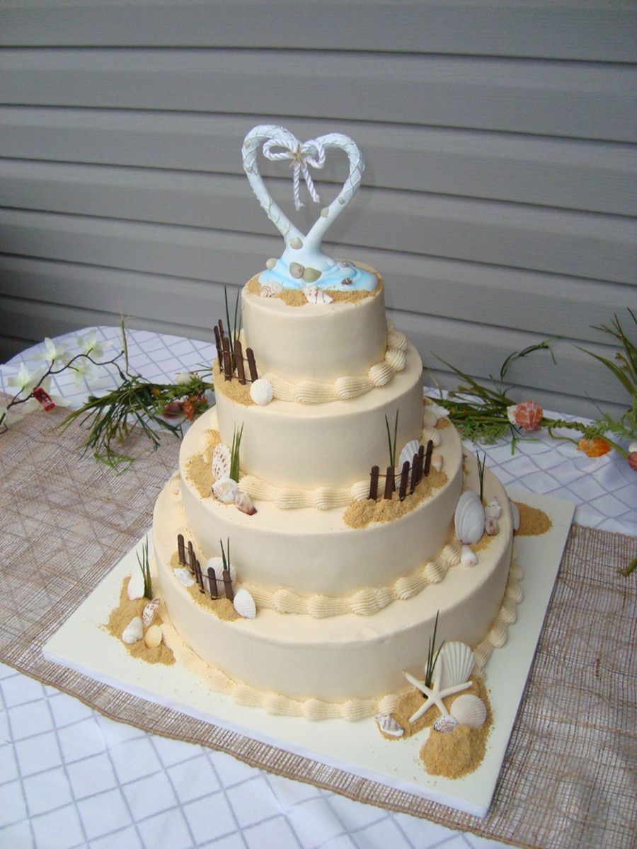 Beach Theme Wedding Cake