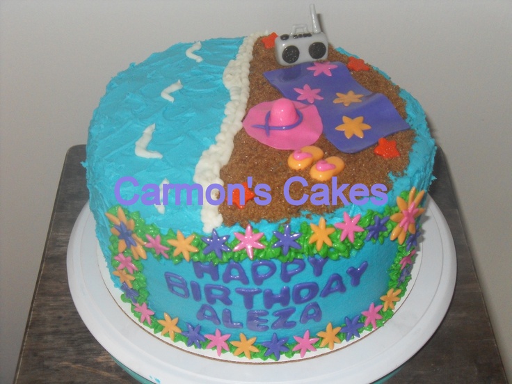 Beach Themed Buttercream Cake Beach Themed Buttercream Cake