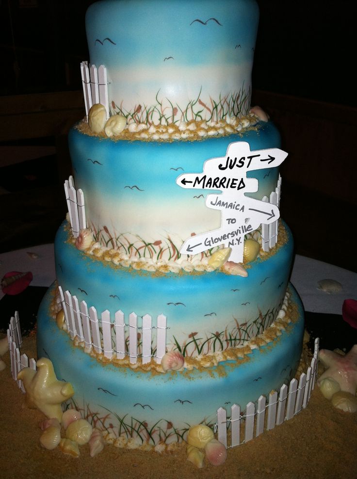 Beach Themed Wedding Cake