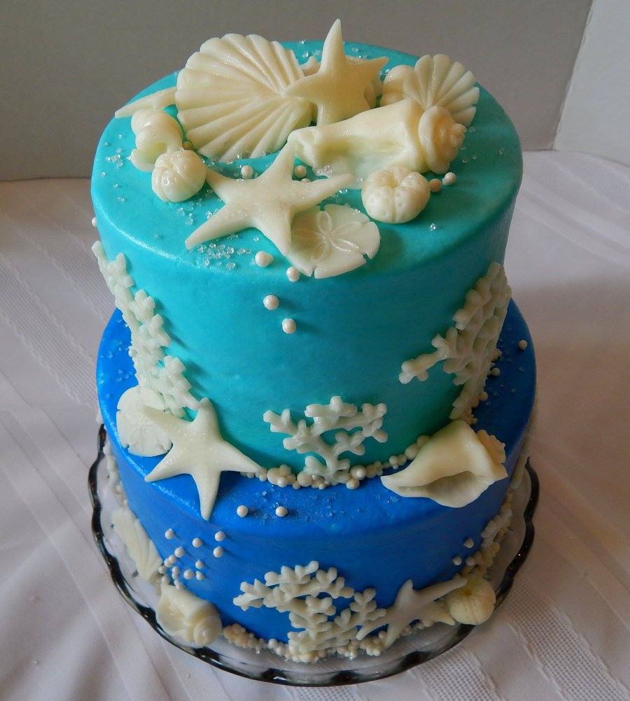 Beach Themed Wedding Cake