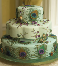 Beautiful Peacock Wedding Cake