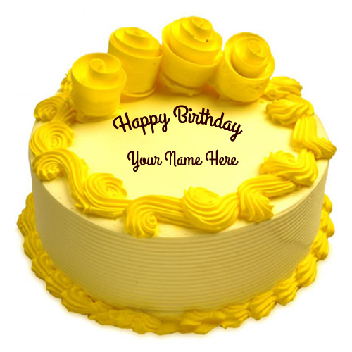 Birthday Cake with Yellow Flowers