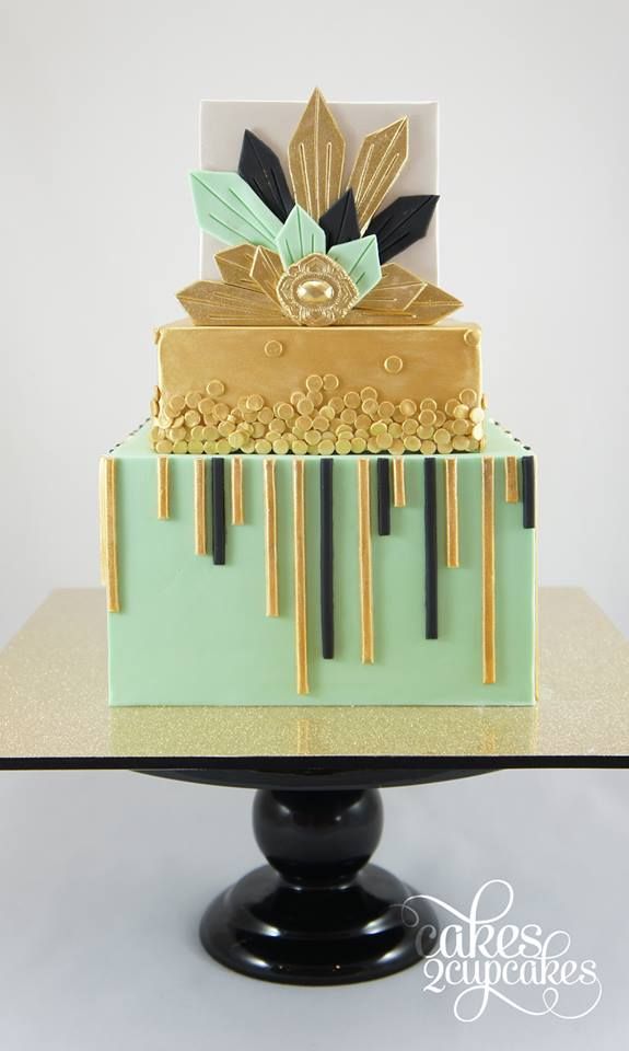 Black and Gold Art Deco Wedding Cakes