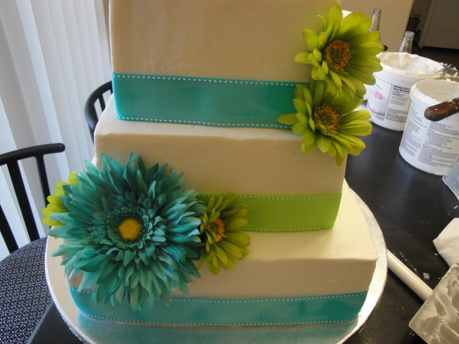 Blue and Green Wedding Cake