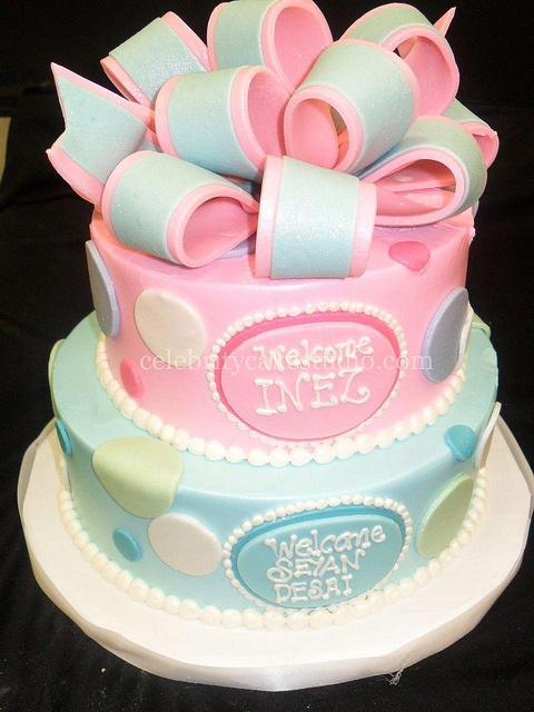 Blue and Pink Baby Shower Cake