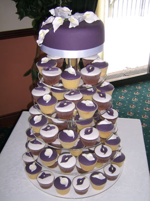 Blue and Purple Cupcake Wedding Cake