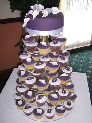 Blue and Purple Cupcake Wedding Cake Blue and Purple Cupcake Wedding Cake