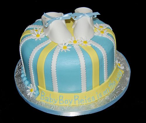 Blue and Yellow Baby Shower Cake