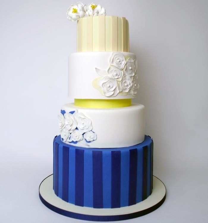 Blue and Yellow Wedding Cake