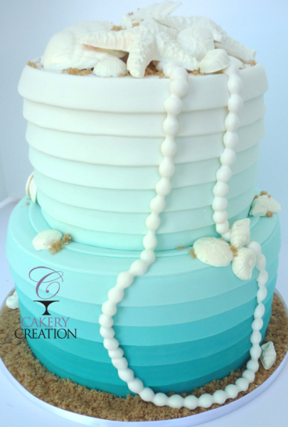 Blue Ombre Wedding Cake Beach