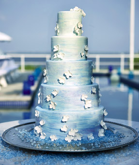 Blue Ombre Wedding Cake Beach