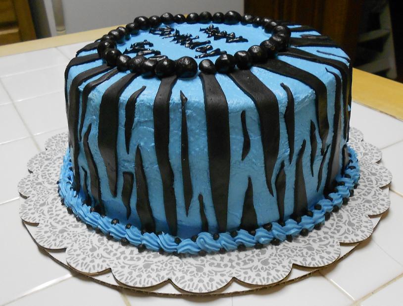 Blue Zebra Print Birthday Cake Blue Zebra Print Birthday Cake