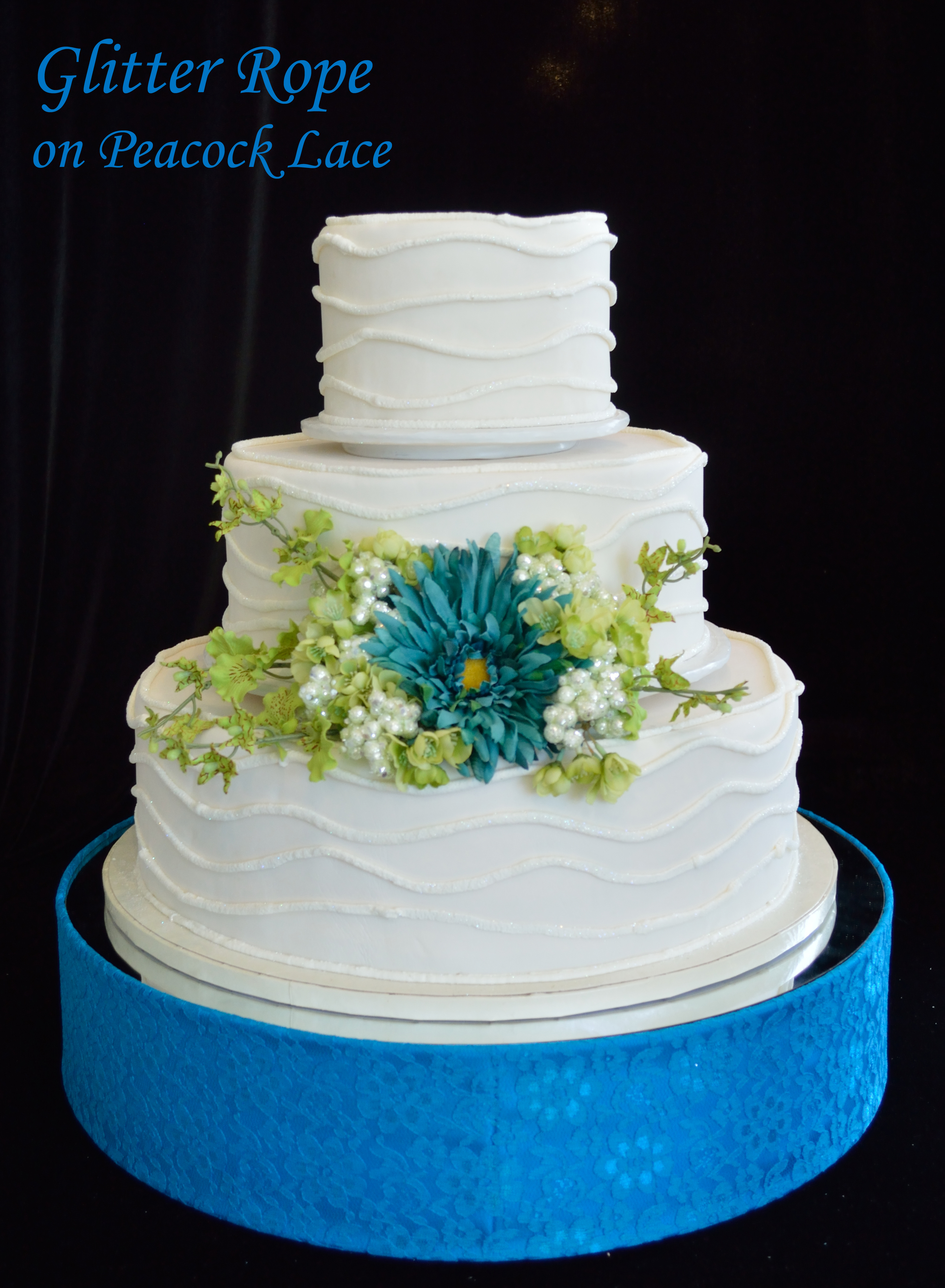 Buttercream Wedding Cake with Pearls and Lace