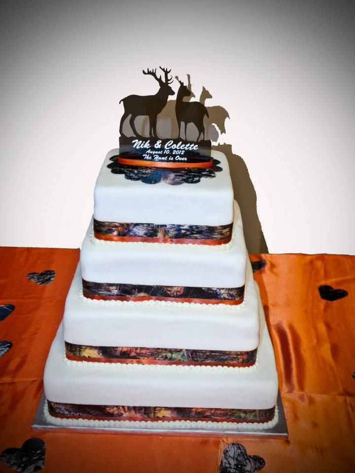 Camo and Orange Wedding Cake