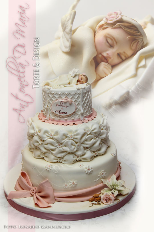 Christening Cake with Angels Christening Cake with Angels