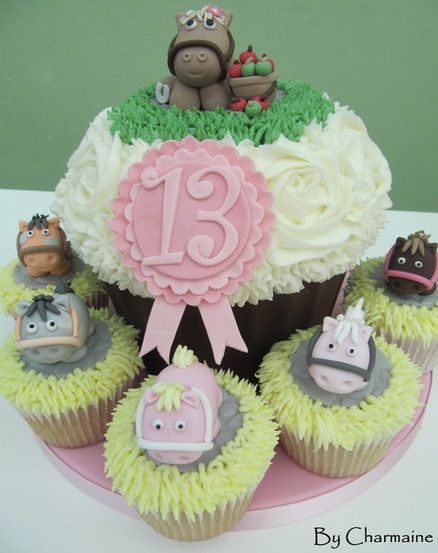 Cute Giant Cupcake Birthday Cake