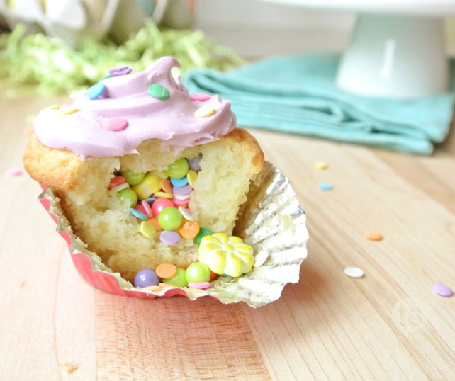 Easter Cupcakes with Candy Filling