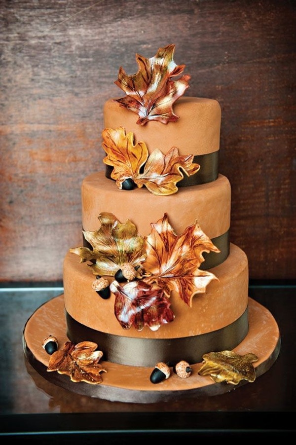 Fall Leaves Cupcake Wedding Cake