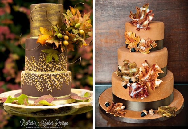 Fall Leaves Wedding Cake