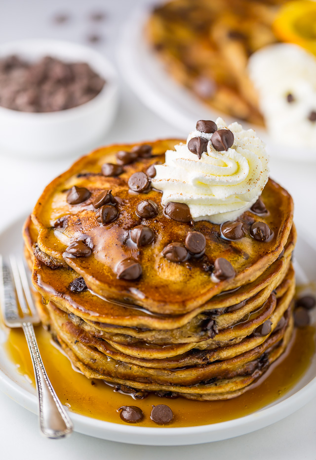 Fluffy Chocolate Chip Pancakes