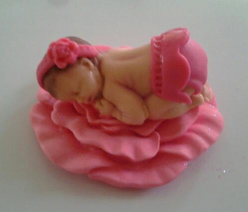 Fondant Sleeping Baby Girl Cake Topper