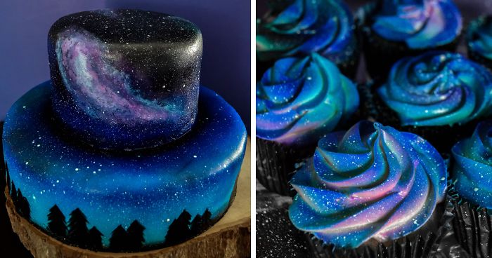 Galaxy Cupcake Wedding Cake