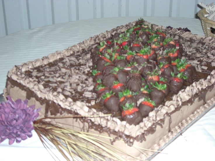 German Chocolate Cake with Strawberries