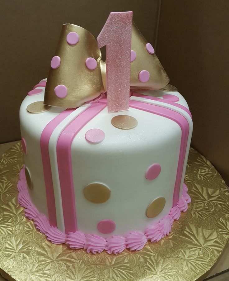 Gold and Pink First Birthday Sheet Cake