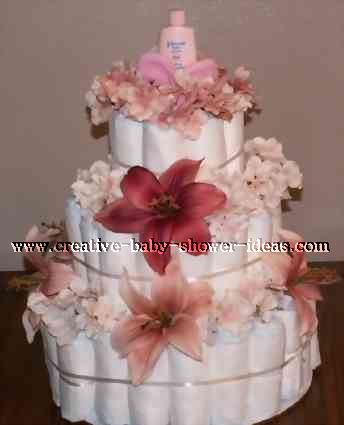 Gold Elegant Diaper Cake for Baby Shower Gold Elegant Diaper Cake for Baby Shower