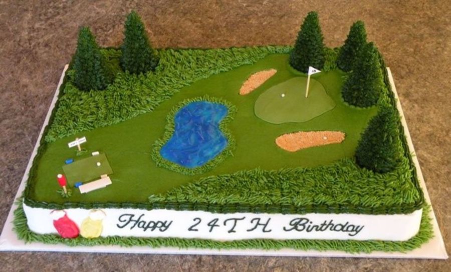 Golf Themed Sheet Birthday Cake