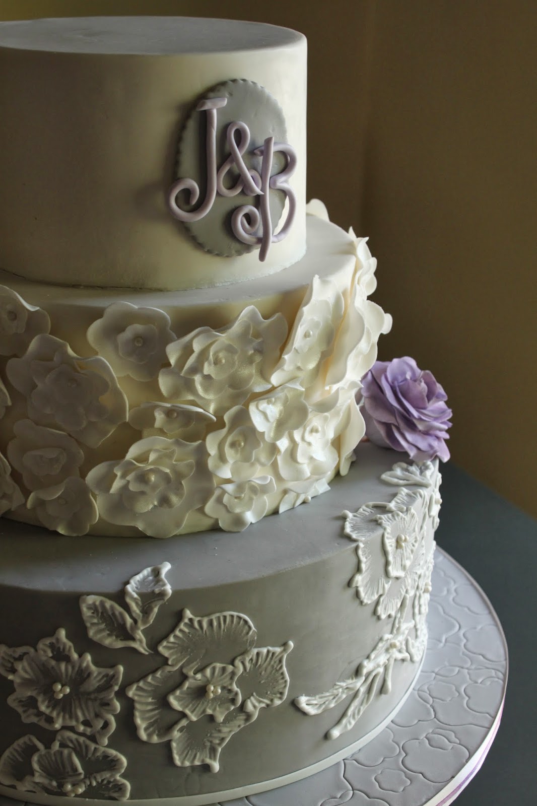 Gray and Lavender Wedding Cake