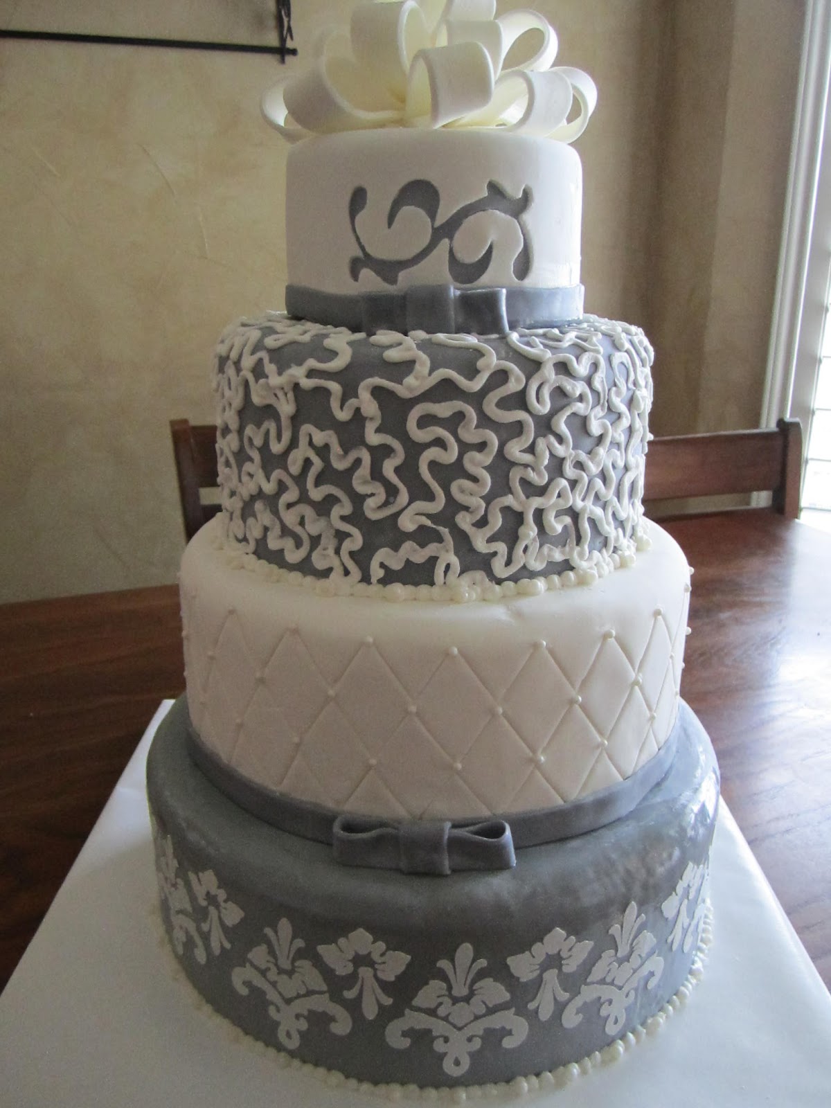 Gray and White Wedding Cake