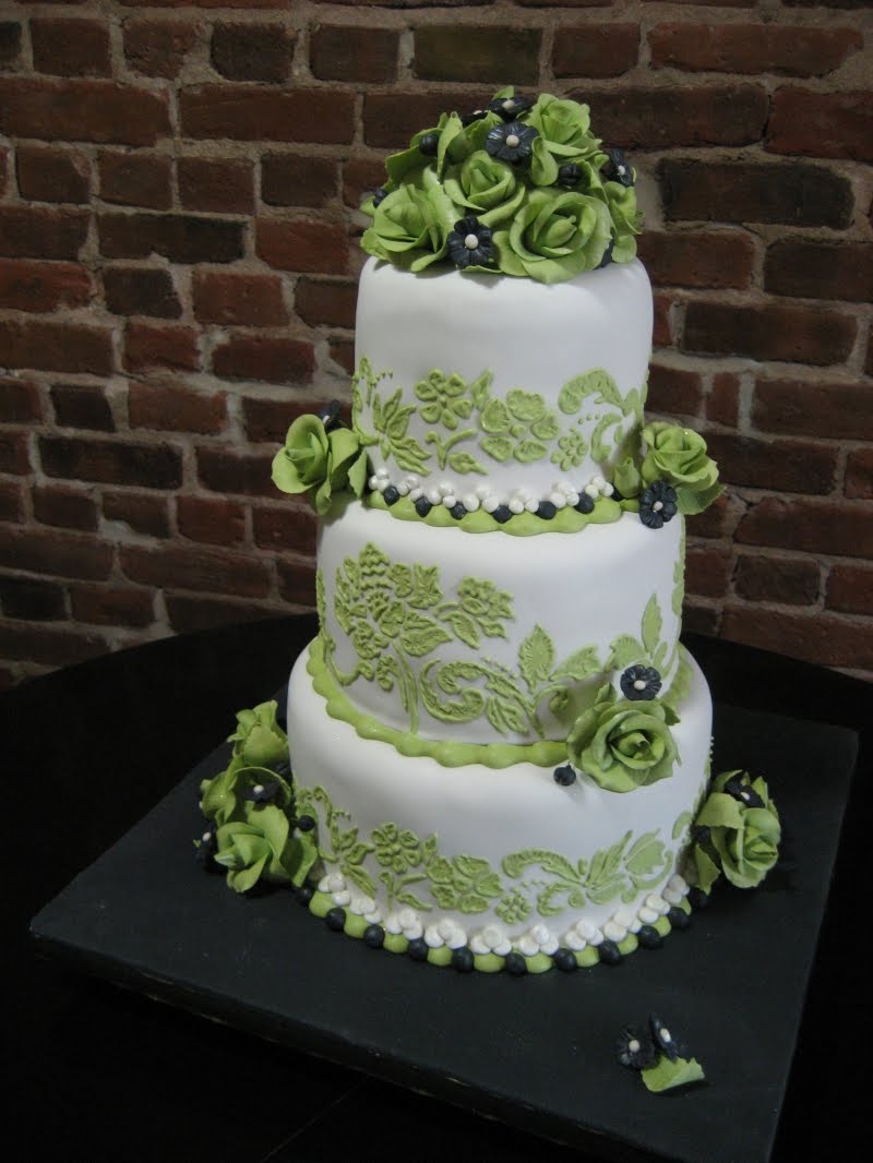 Green and Black Wedding Cake