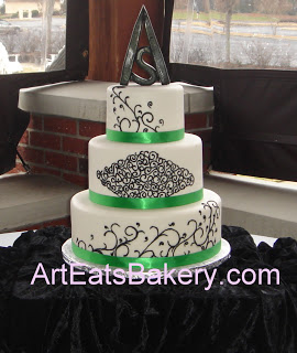 Green and White Fondant Wedding Cake