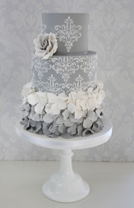 Grey and White Wedding Cake