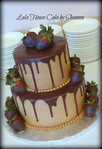 Grooms Cake with Chocolate Covered Strawberries