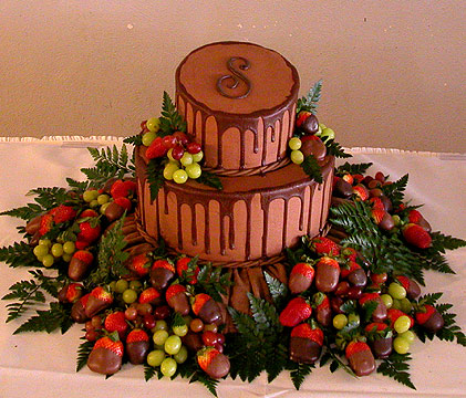 Grooms Cake with Chocolate Covered Strawberries