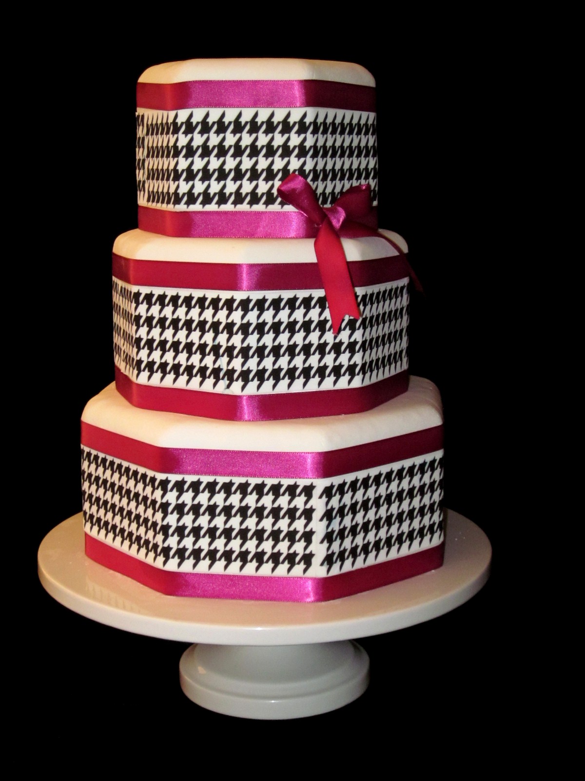 Hot Pink and Black Birthday Cake