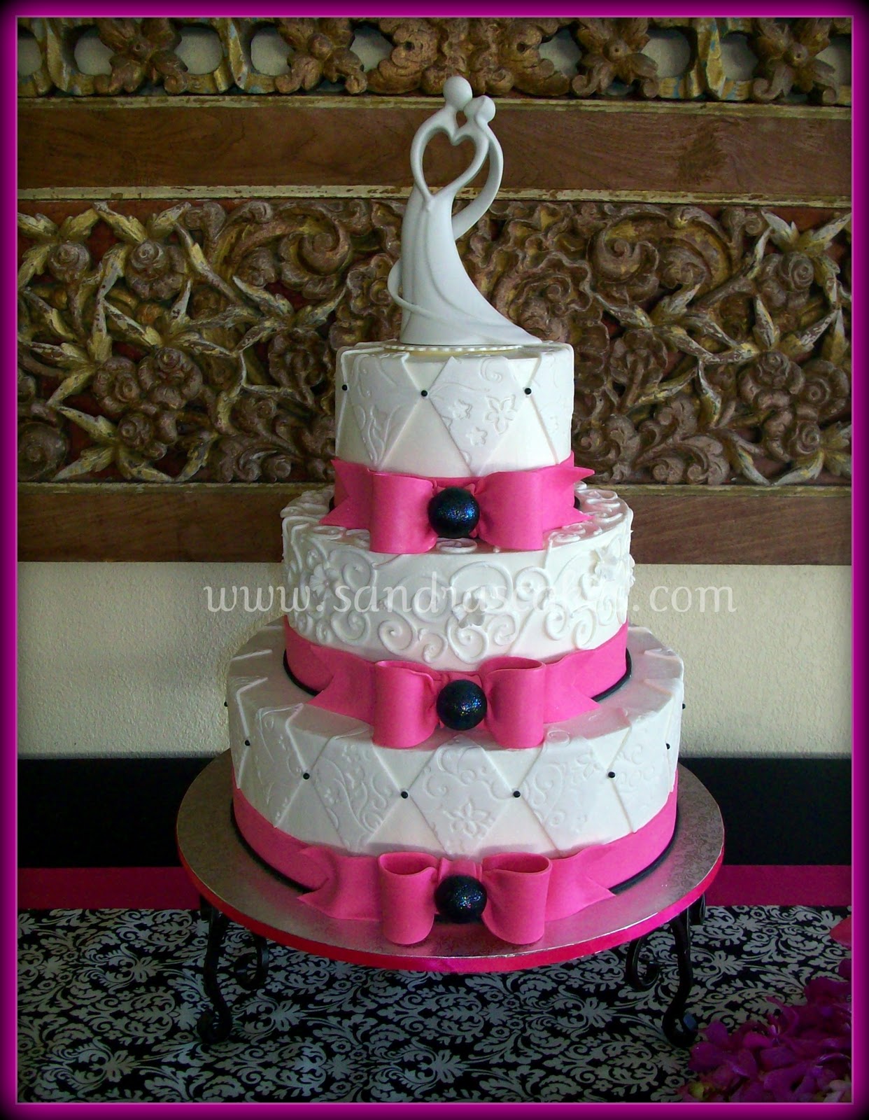 Hot Pink and Black Wedding Cake