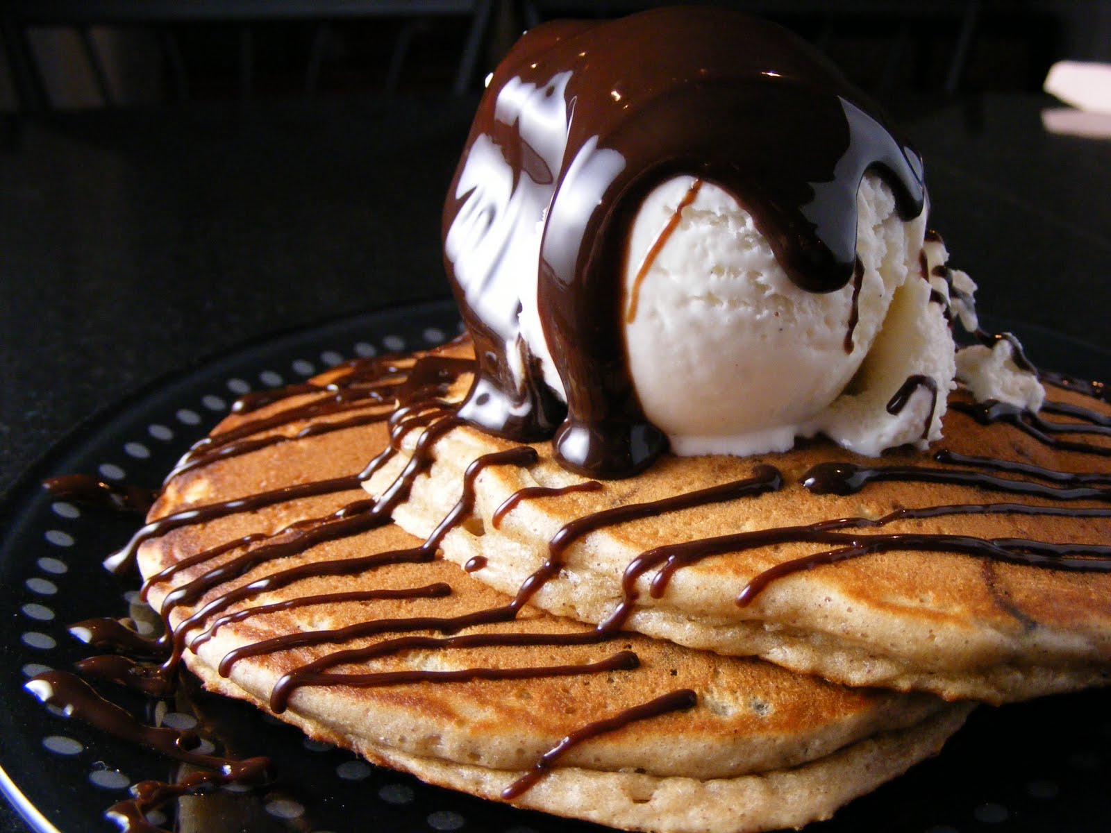 Ice Cream with Chocolate Chip Pancakes