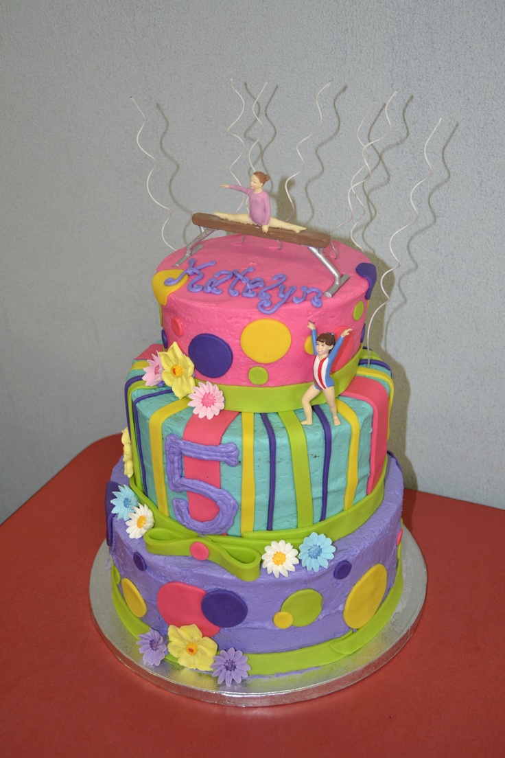 Little Girl Gymnastics Birthday Cake