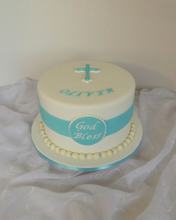 One Layer Cake for Baptism Boy