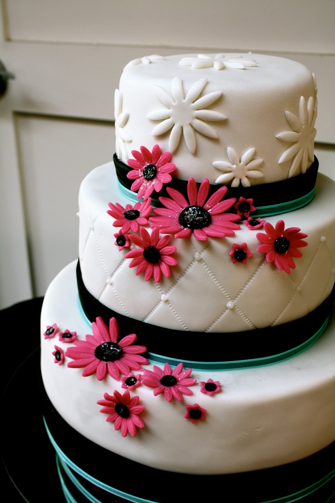 Pink and Black Wedding Cake